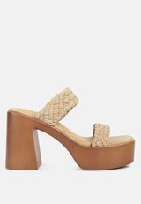 misaki woven suede strap platform sandals by London Rag