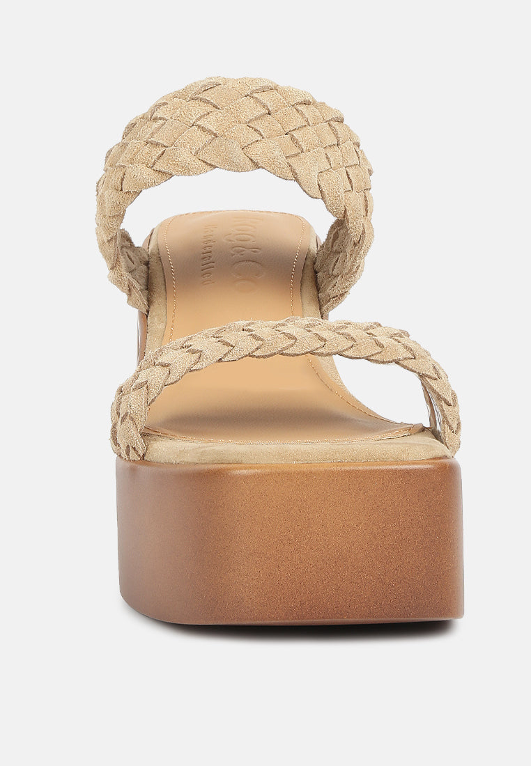 misaki woven suede strap platform sandals by London Rag