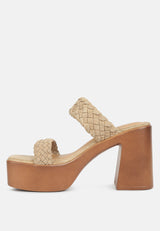 misaki woven suede strap platform sandals by London Rag