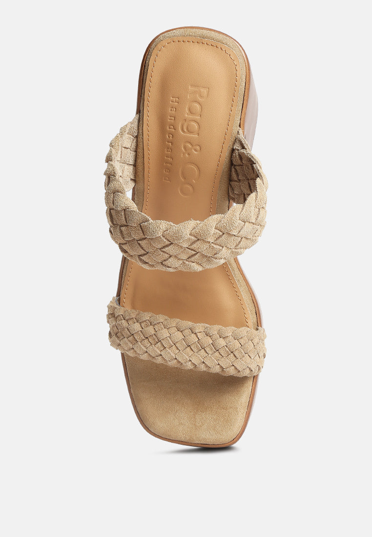 misaki woven suede strap platform sandals by London Rag