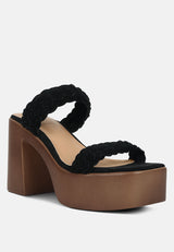 misaki woven suede strap platform sandals by London Rag