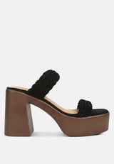 misaki woven suede strap platform sandals by London Rag