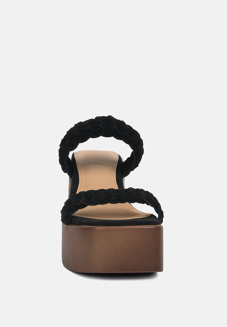 misaki woven suede strap platform sandals by London Rag