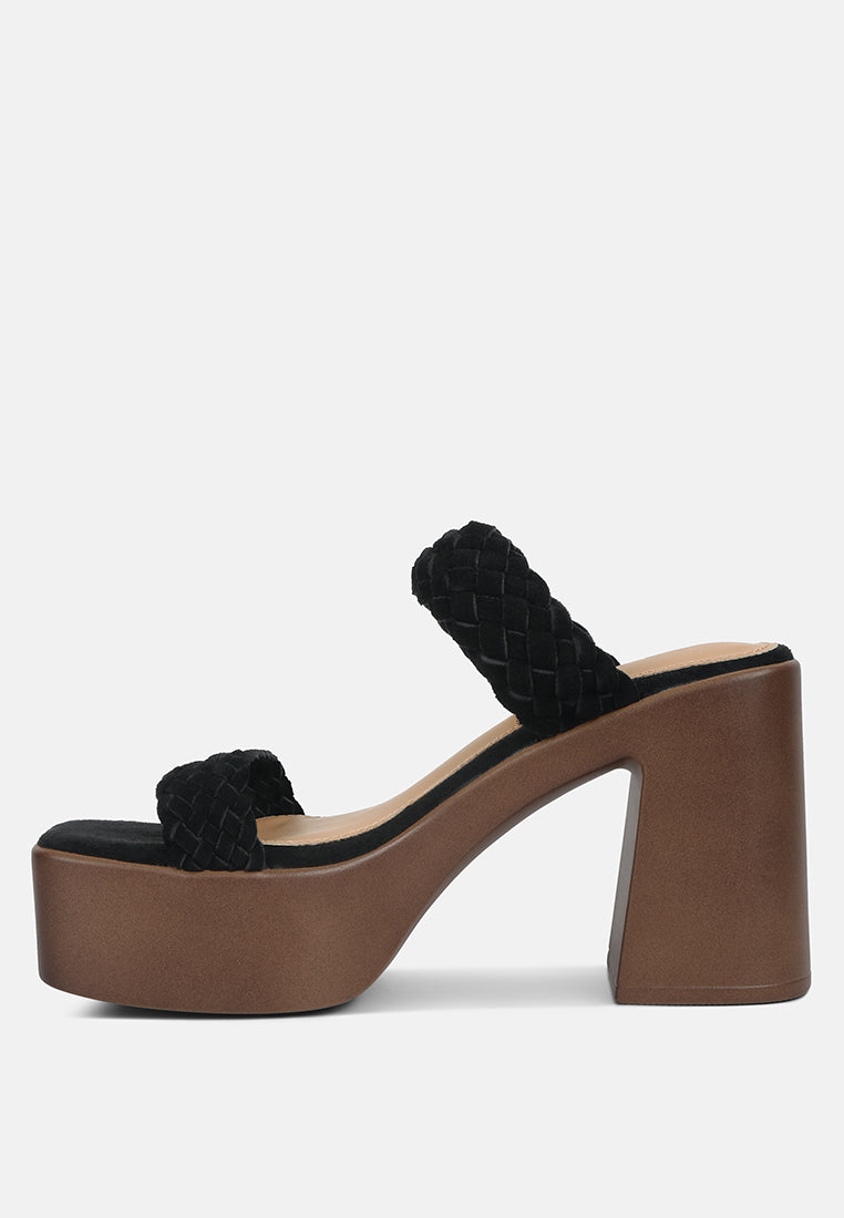 misaki woven suede strap platform sandals by London Rag