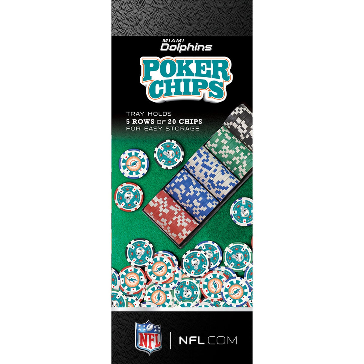 Miami Dolphins 100 Piece Poker Chips by MasterPieces Puzzle Company INC