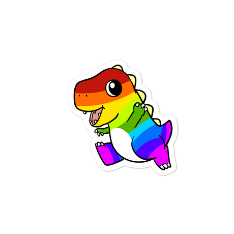 LGBTQ Tyrannosaurus Rex Cartoon - Bubble-free stickers by Proud Libertarian