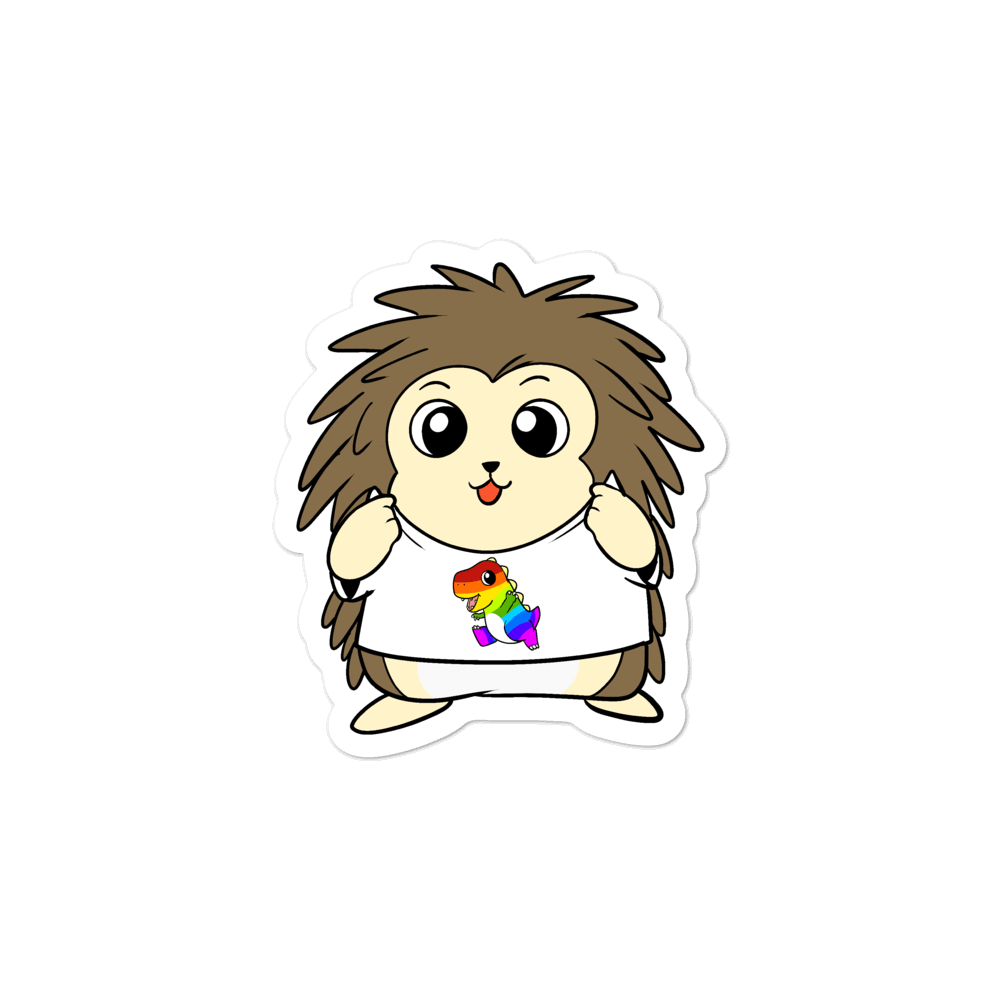 LGBTQ Tyrannosaurus Rex Cartoon Porcupine - Bubble-free stickers by Proud Libertarian