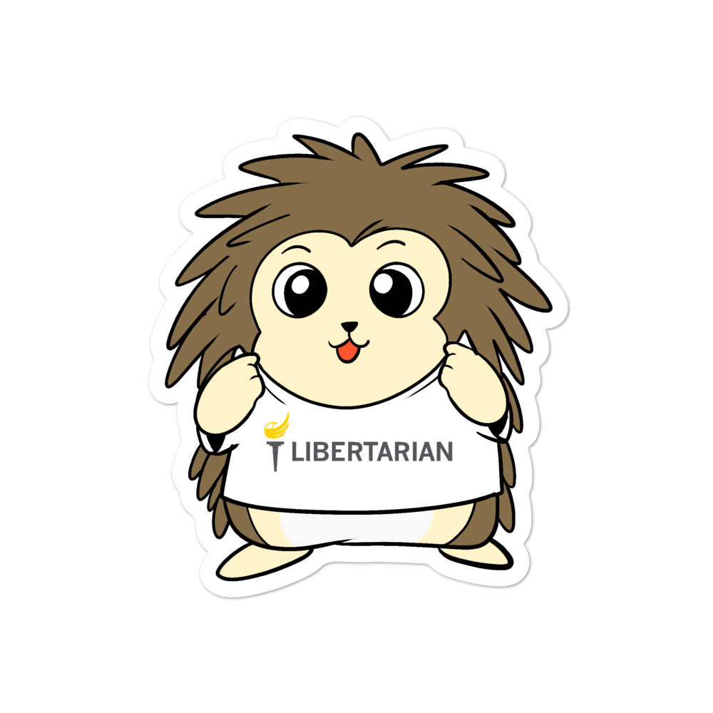 Libertarian Party Cartoon Porcupine - Bubble-free stickers by Proud Libertarian