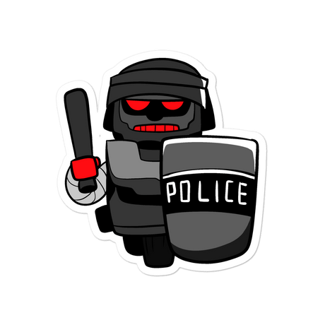 InHuman Police Robot Cartoon - Bubble-free stickers by Proud Libertarian