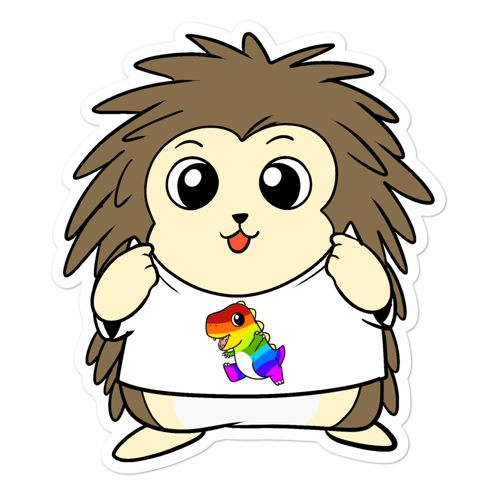 LGBTQ Tyrannosaurus Rex Cartoon Porcupine - Bubble-free stickers by Proud Libertarian