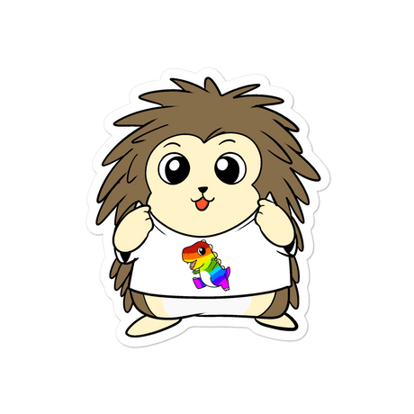 LGBTQ Tyrannosaurus Rex Cartoon Porcupine - Bubble-free stickers by Proud Libertarian