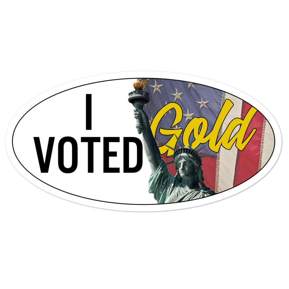 I Voted Gold - Large Vote Stickers (Design 3) by Proud Libertarian