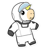 Space Unicorn Cartoon - Bubble-free stickers by Proud Libertarian