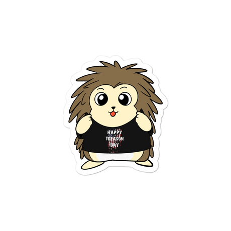 Happy Treason Day Cartoon Porcupine - Bubble-free stickers by Proud Libertarian