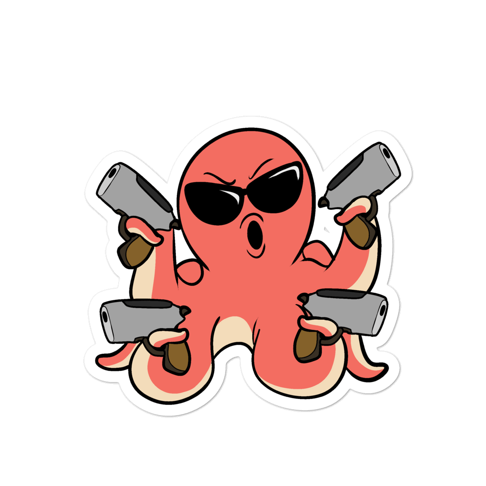 Second Amendment Octopus Cartoon - Bubble-free stickers by Proud Libertarian