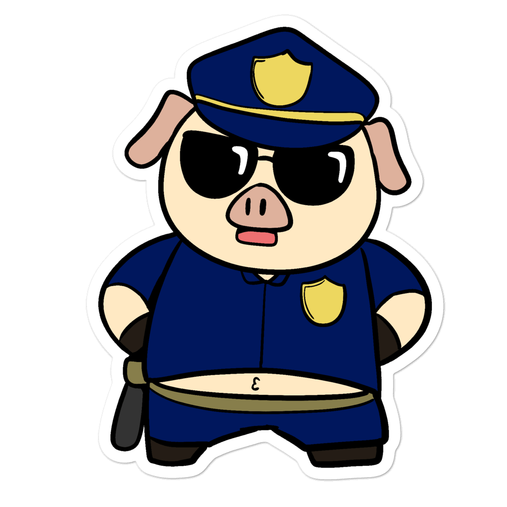 Police Pig Cartoon - Bubble-free stickers by Proud Libertarian