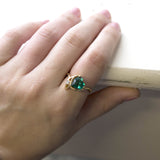 Vintage Jewelry Emerald Austrian Crystal Heart Ring 18k Yellow gold Electroplated Made in the USA by PVD Vintage Jewelry