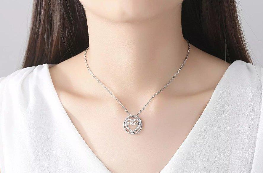 Mom Necklace Heart Circle Of Love Silver Finished Necklace by Hollywood Sensation®