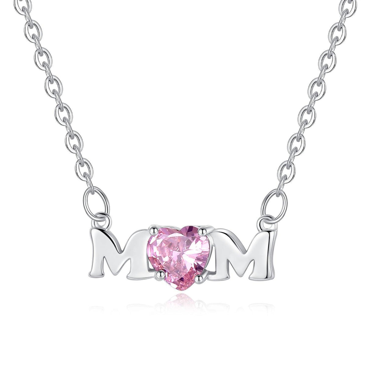 Mom Necklace with Pink Cubic Zirconia by Hollywood Sensation®