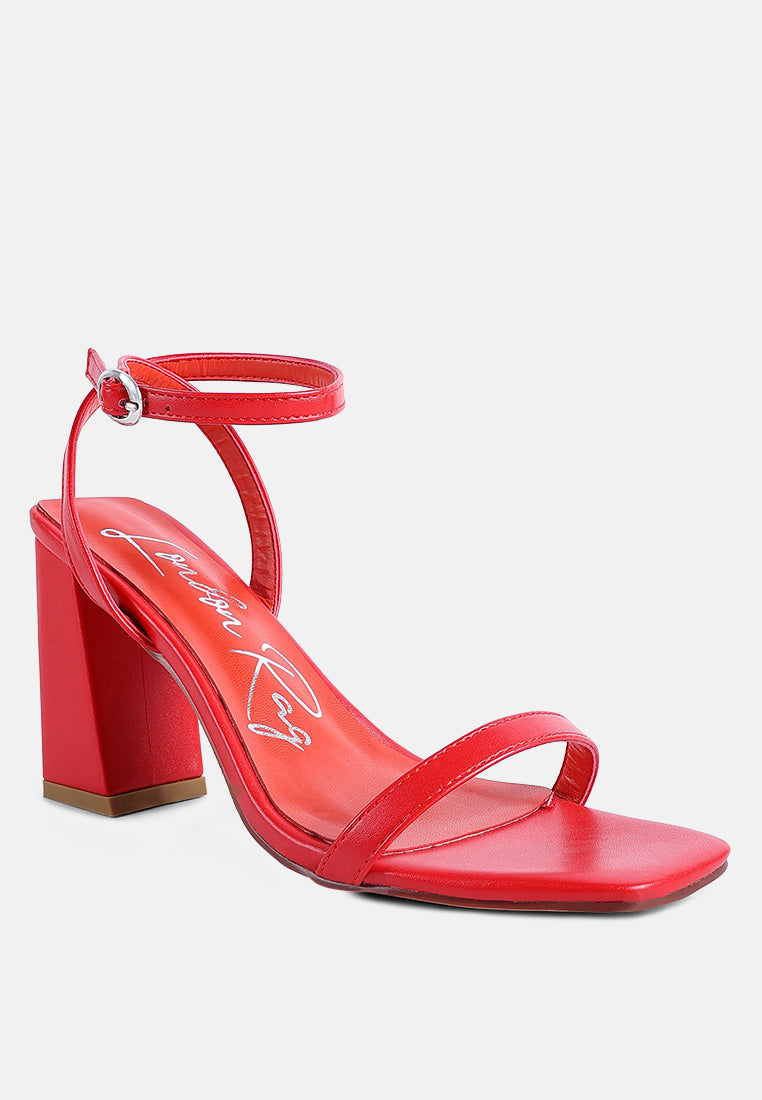 mooncut ankle strap block heel sandals by London Rag