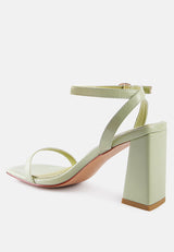 mooncut ankle strap block heel sandals by London Rag