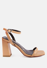 mooncut ankle strap block heel sandals by London Rag