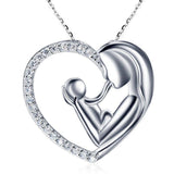 Mother Child Necklace White Gold with Cubic Zirconia by Hollywood Sensation®