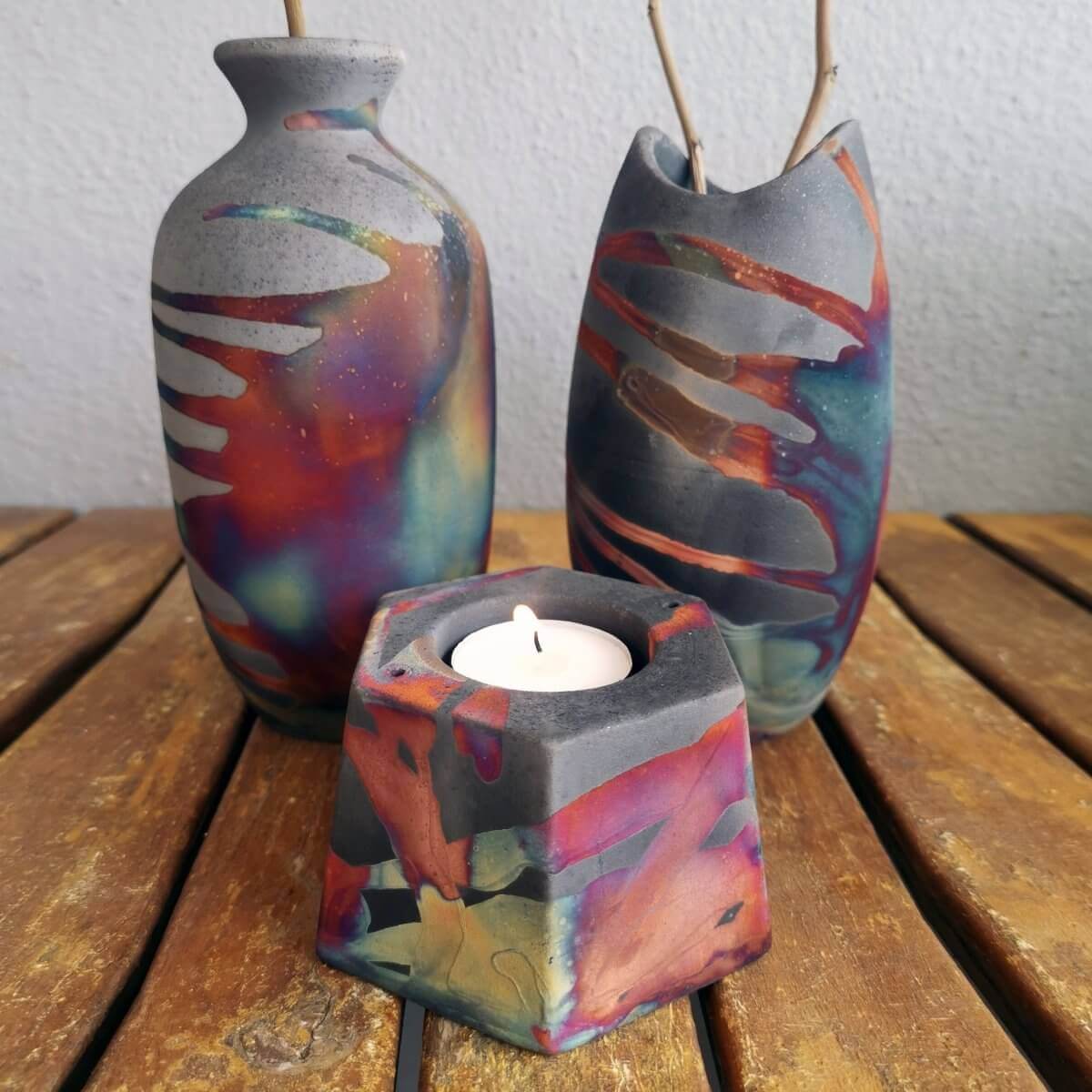 Raku  Pottery Birthday Gift Set - Keihatsu, Koi, Koban by RAAQUU