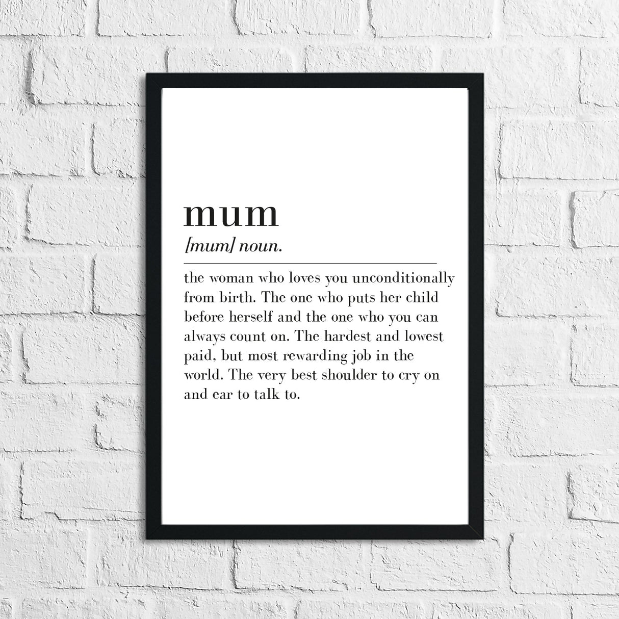 Mothers Day Mum Definition Home Simple Room Wall Decor Print by WinsterCreations™ Official Store