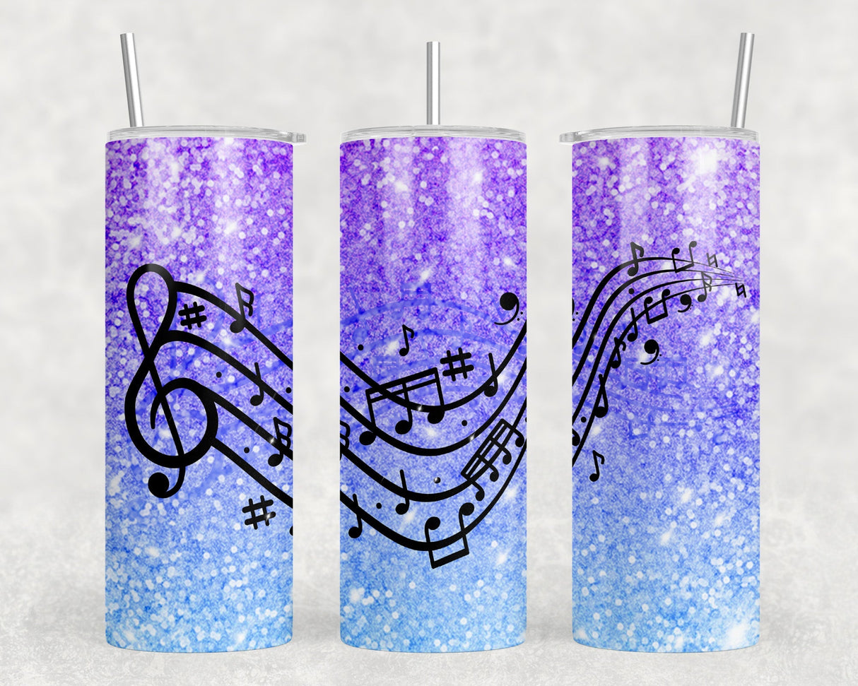 Music Notes|Skinny Tumbler|Optional Bluetooth Speaker| Speaker Color Varies by Rowdy Ridge Co