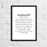 Namaste Definition Inspirational Wall Decor Quote Print by WinsterCreations™ Official Store