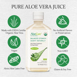 Pure Aloe Vera Juice Natural Flavor - USDA Certified Organic by AloeCure