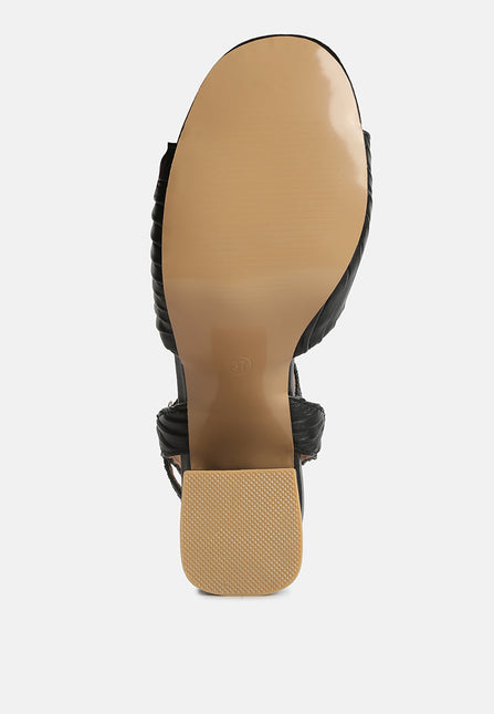 nicholas pleated strap block heel sandals by London Rag