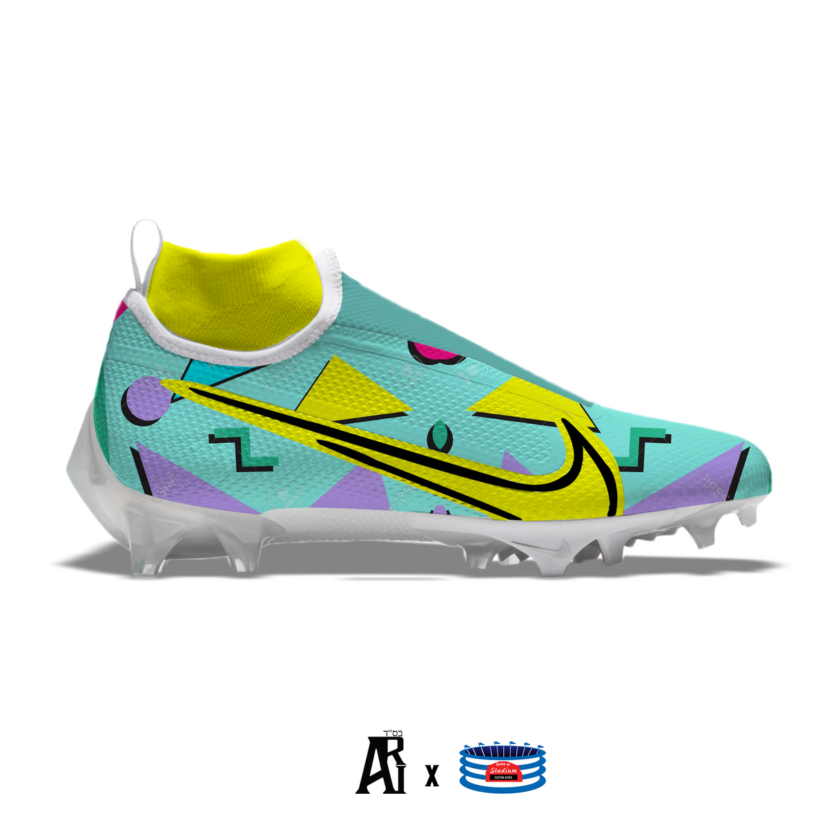 "’90s Retro Teal" Nike Vapor Pro 360 Cleats by Stadium Custom Kicks