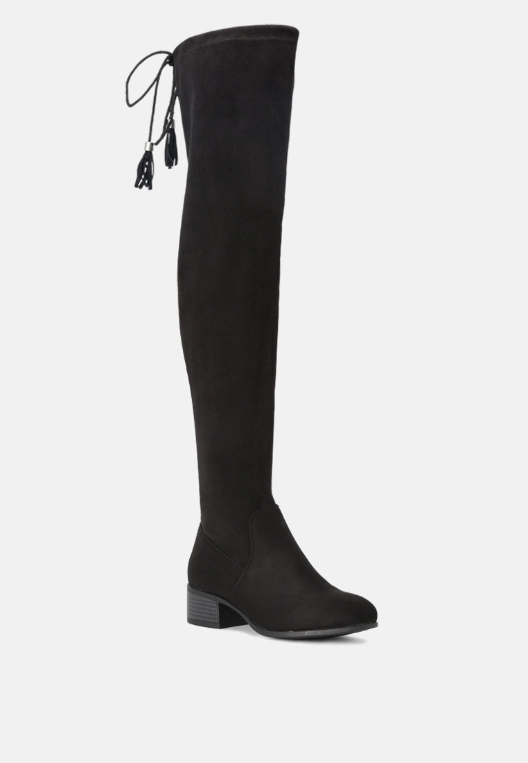 nople knee boots with drawstring by London Rag