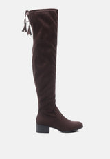 nople knee boots with drawstring by London Rag