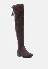 nople knee boots with drawstring by London Rag