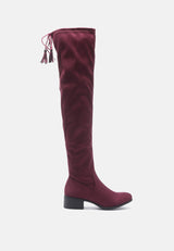 nople knee boots with drawstring by London Rag