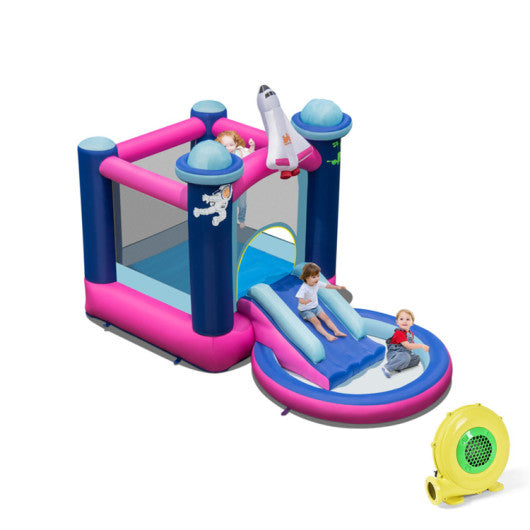 3-in-1 Inflatable Space-themed Bounce House with 480W Blower