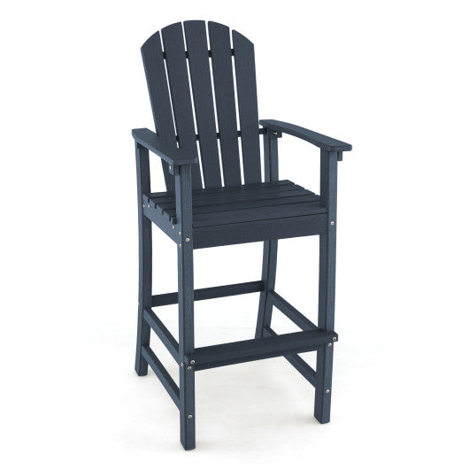 30 Inches Counter Height Outdoor HDPE Bar Stool with Armrests and Footrest-Navy