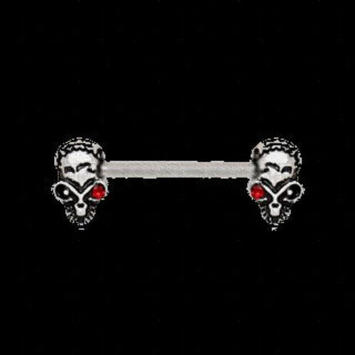 316L Stainless Steel Red Eye Alien Skull Nipple Bar by Fashion Hut Jewelry - Vysn