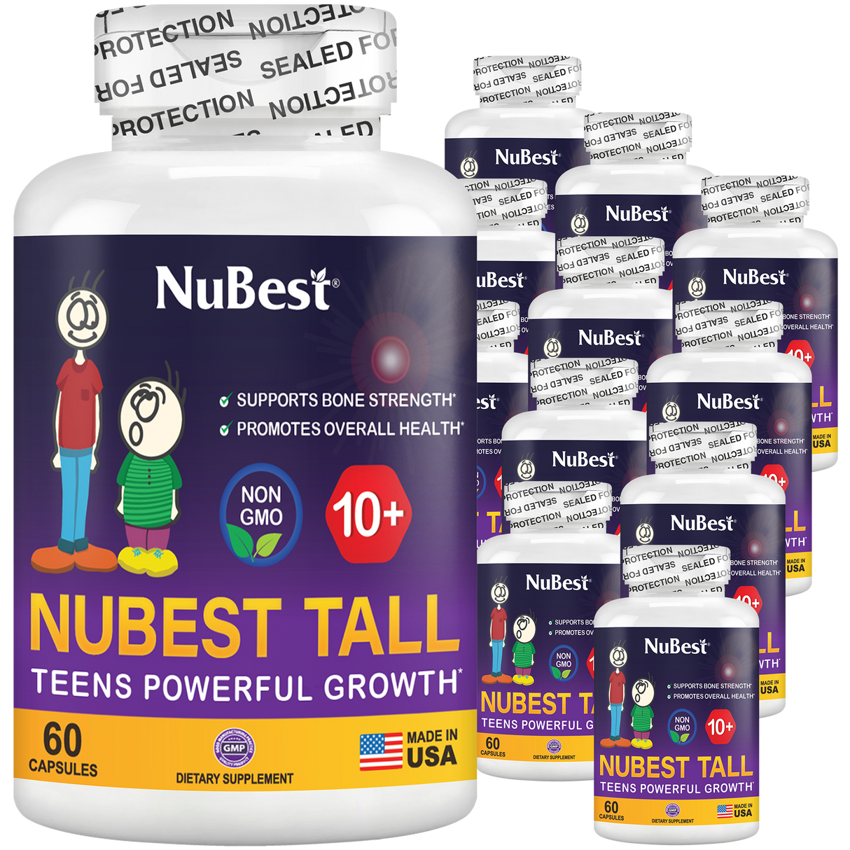 NuBest Tall 10+, Powerful Growth for Kids & Teens (10+), Milk Drinkers, 60 Capsules by NuBest Nutrition®