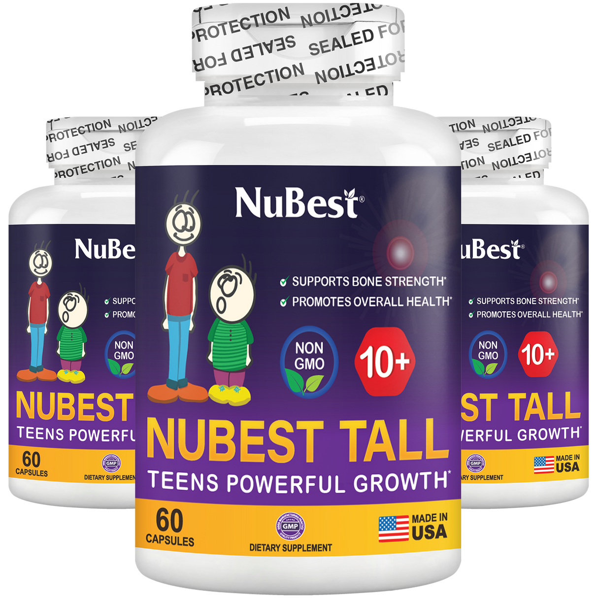 NuBest Tall 10+, Powerful Growth for Kids & Teens (10+), Milk Drinkers, 60 Capsules by NuBest Nutrition®