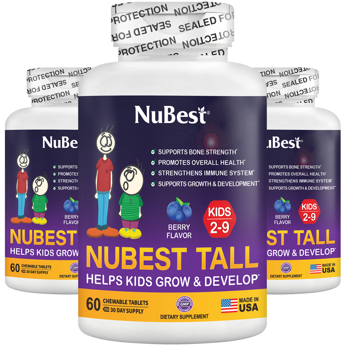 NuBest Tall Kids, Multivitamins, Berry Flavor, Ages 2-9, 60 Chewables by NuBest Nutrition®