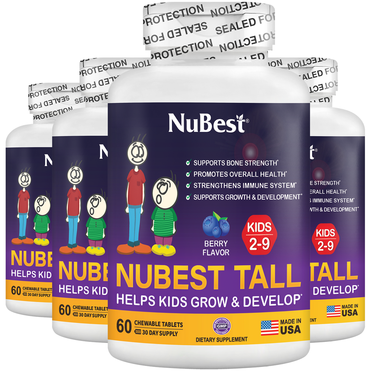 NuBest Tall Kids, Multivitamins, Berry Flavor, Ages 2-9, 60 Chewables by NuBest Nutrition®