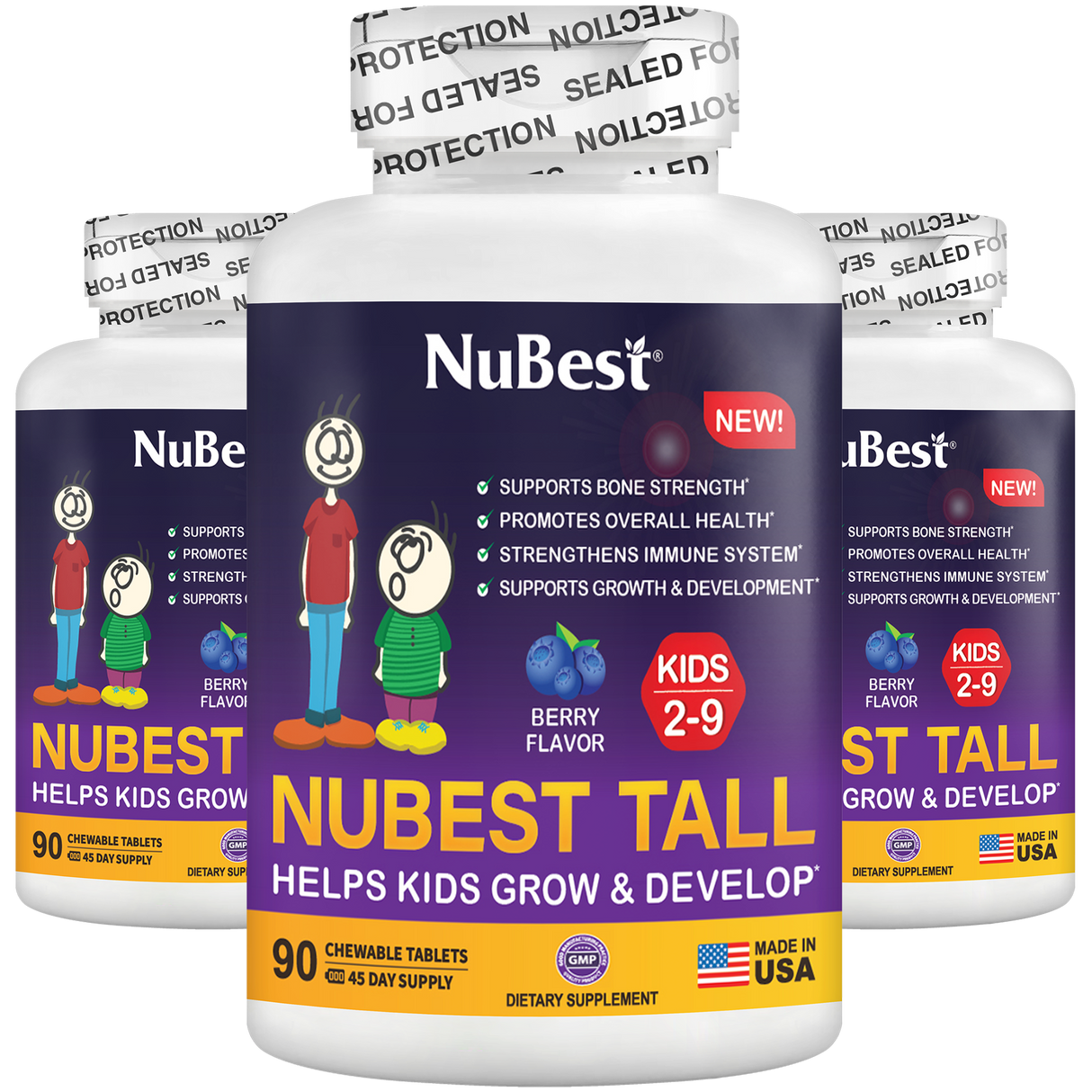 NuBest Tall Kids, Multivitamins, Berry Flavor, Ages 2-9, 90 Chewables by NuBest Nutrition®