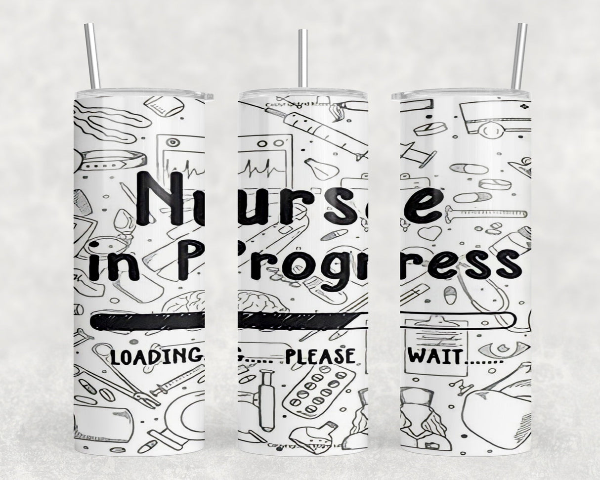 Nurse In Progress|Skinny Tumbler|Optional Bluetooth Speaker| Speaker Color Varies by Rowdy Ridge Co