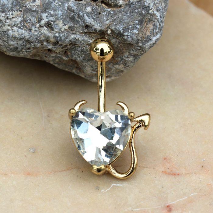 Gold Devil Heart Navel Ring by Fashion Hut Jewelry - Vysn