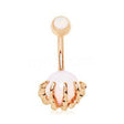 Rose Gold Plated Skeleton Hand Holding Crystal Ball Navel Ring by Fashion Hut Jewelry - Vysn