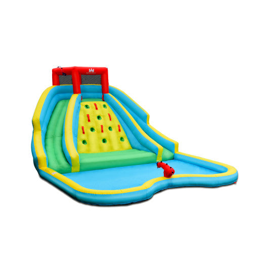 Double Side Inflatable Water Slide Park with Climbing Wall for Outdoor Without Blower